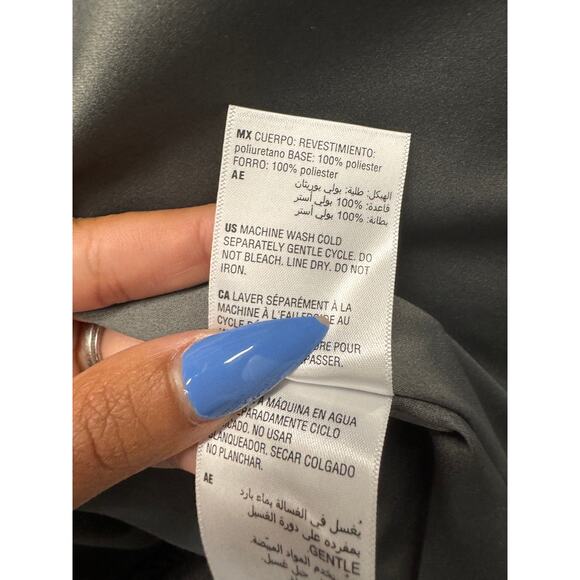 Bar III Plus 3X Silver Foil Faux Leather Bomber Jacket Metallic Moto Biker Disco - Picture 12 of 13